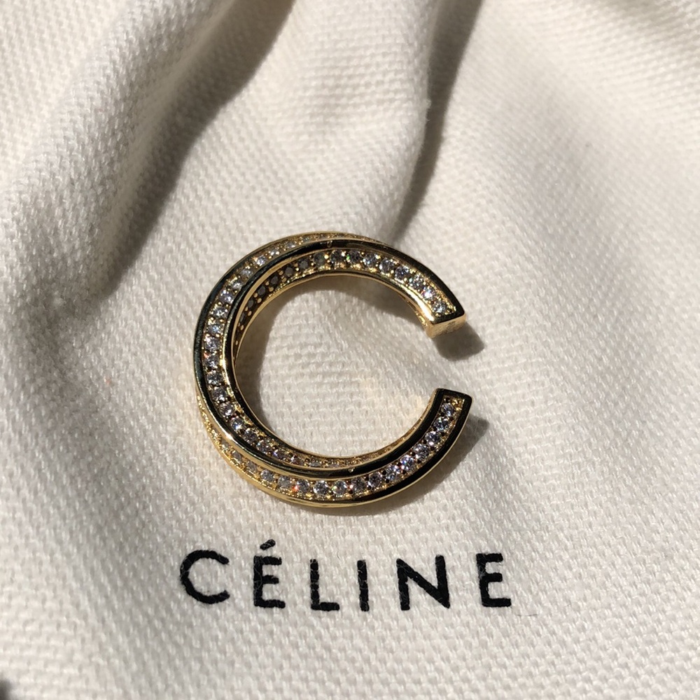 CELINE open C encrusted ring, 7.5